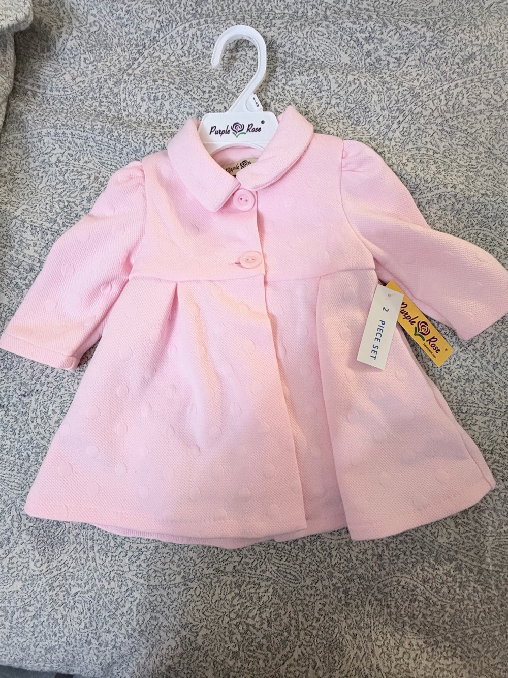 Purple Rose Baby Girl Pink Floral Dress & Coat Set 6-9M NWT